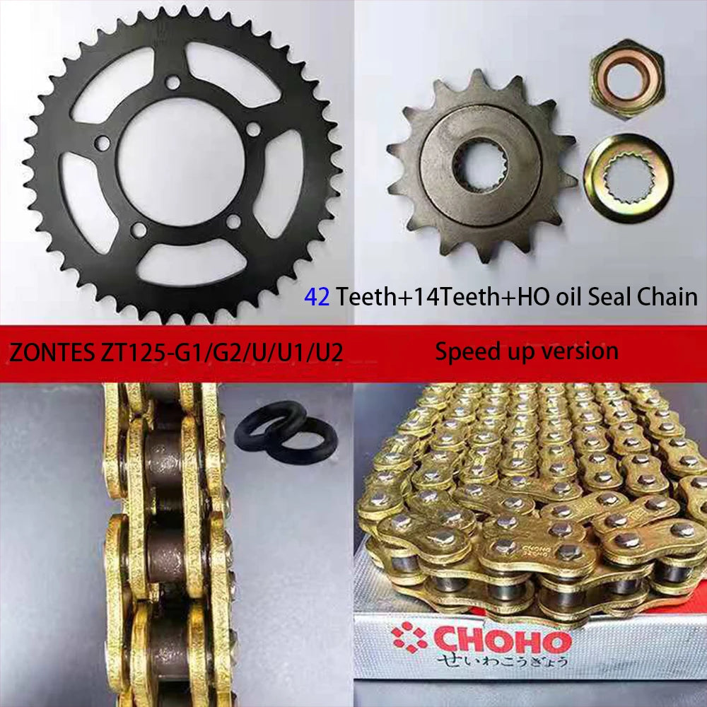 Zontes 125G1 125U Chain & Sprocket Set – detail view