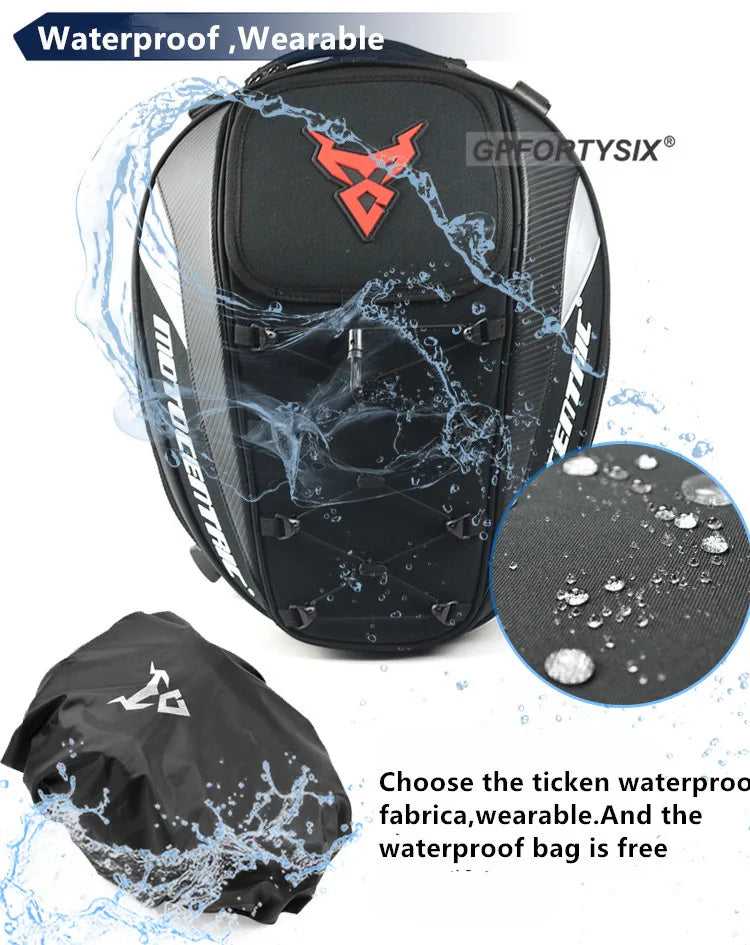 Universal Expandable Water-Resistant Motorcycle Tail Bag & Backpack