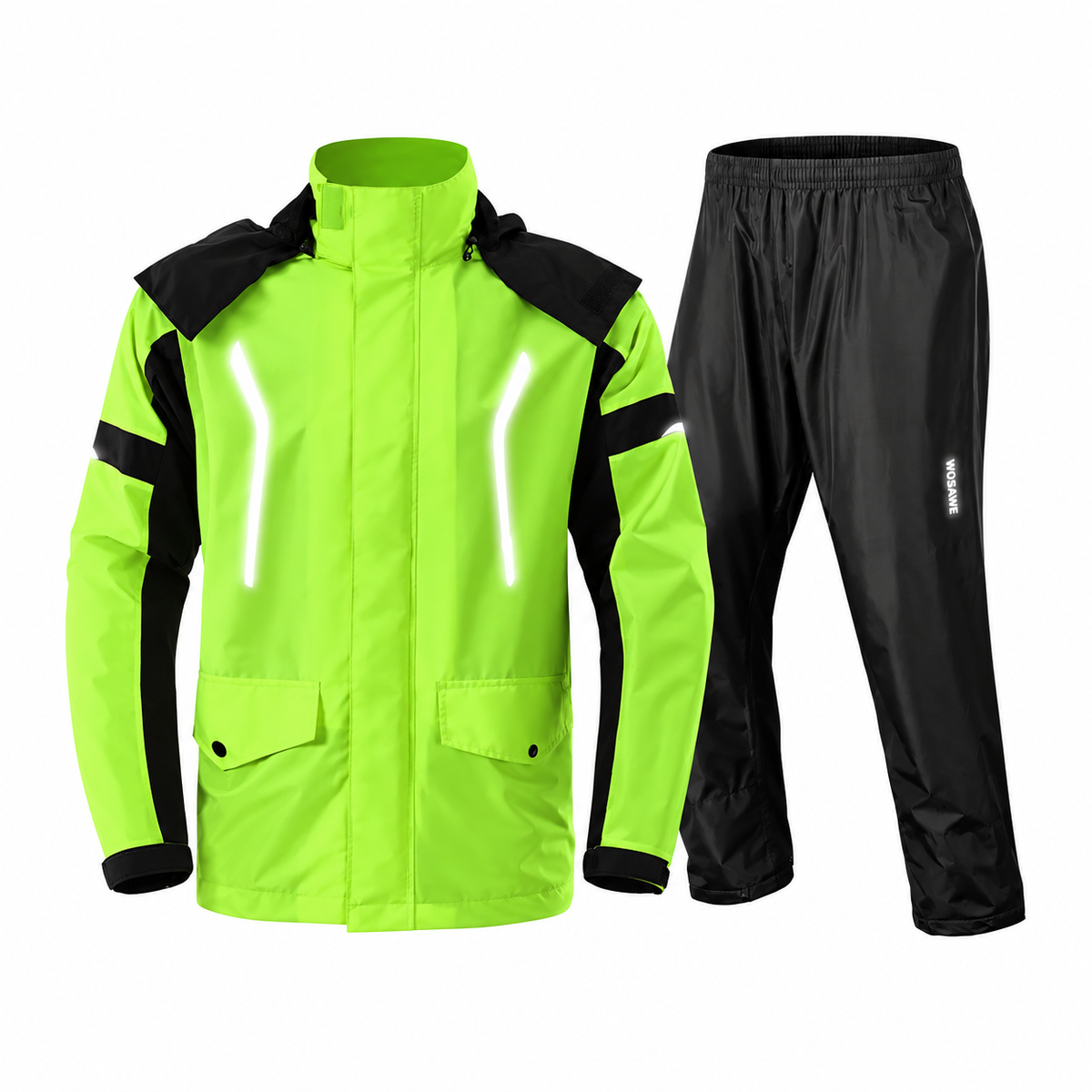 Modular Motorcycle Rain Suit, jacket with detachable hood and pants – main image