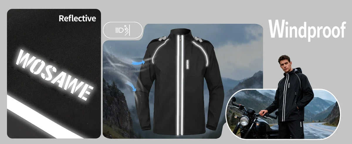 Tuta antipioggia moto Tour 10K, giacca e pantaloni neri – Foto prodotto 9