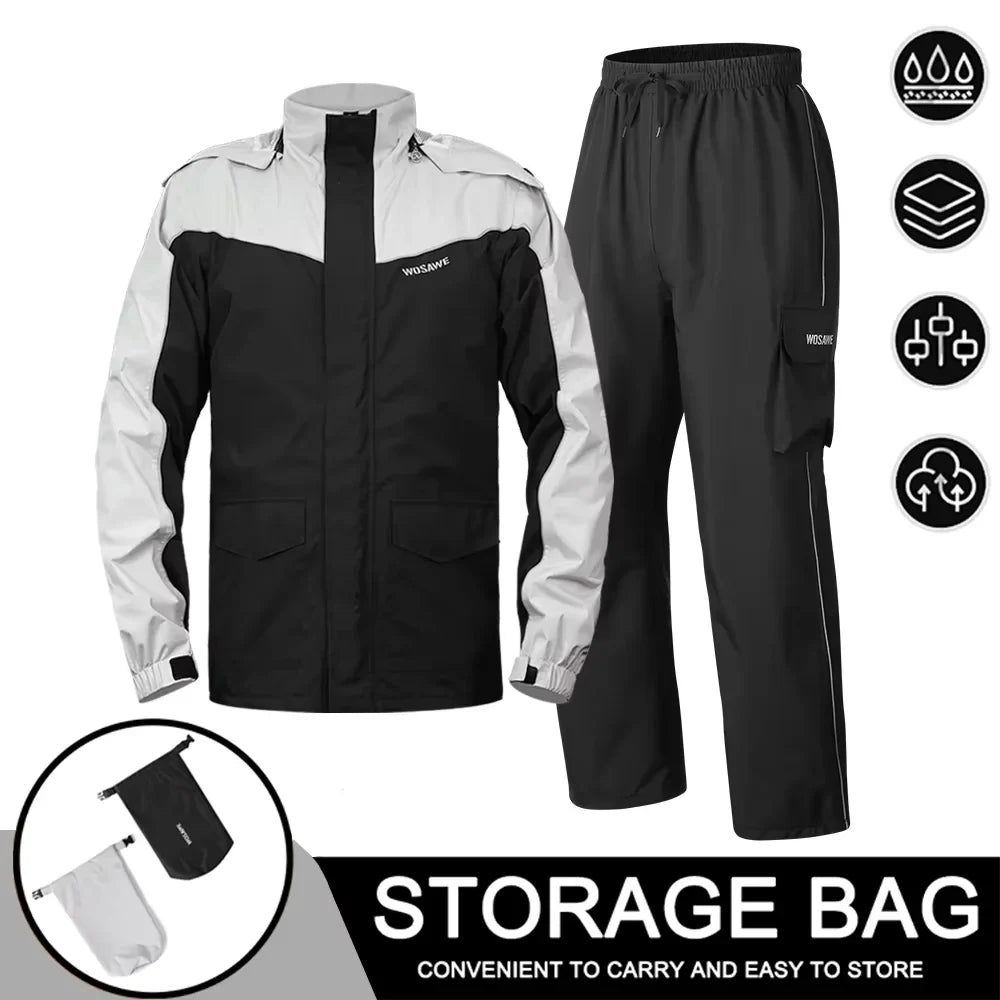 Modular Motorcycle Rain Suit, jacket with detachable hood and pants – product photo 25