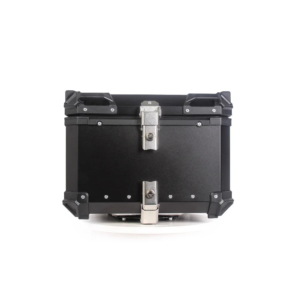 Universal 45L Motorcycle Top Case Aluminum Alloy Tail Box Waterproof Rear Trunk Luggage with Lock & Backrest Motorbike Hard Storage Box