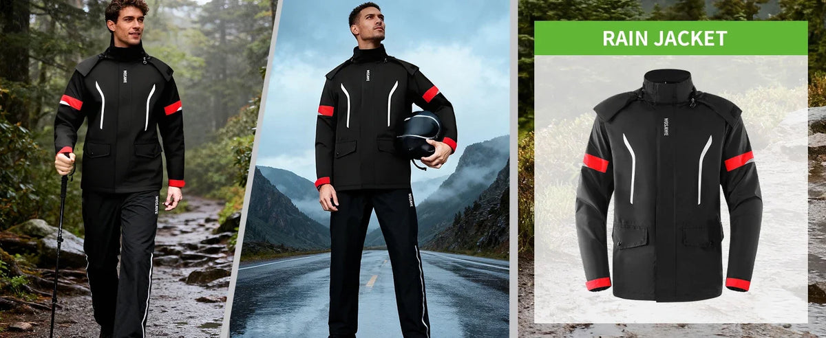 Tuta antipioggia moto Tour 10K, giacca e pantaloni neri – Foto prodotto 24