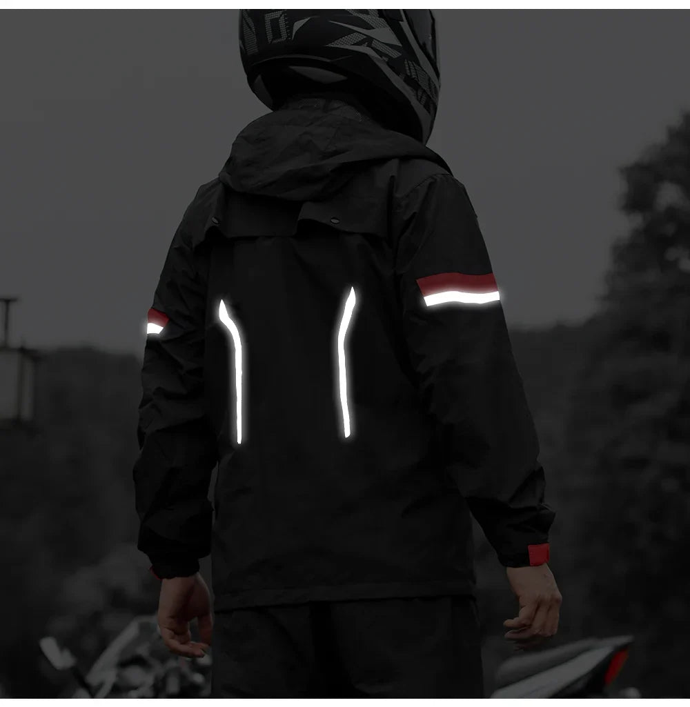 Modular Motorcycle Rain Suit, jacket with detachable hood and pants – product photo 4