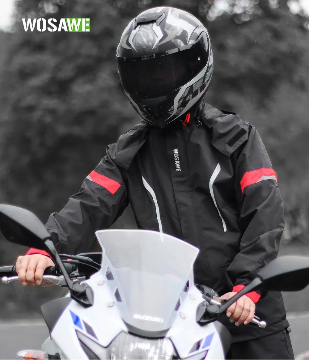 Modular Motorcycle Rain Suit, jacket with detachable hood and pants – product photo 7