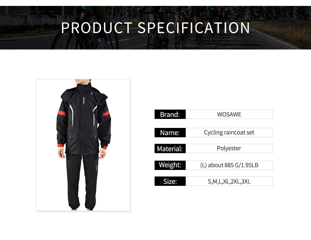 Modular Motorcycle Rain Suit, jacket with detachable hood and pants – product photo 13