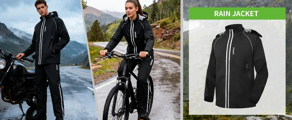 Tuta antipioggia moto Tour 10K, giacca e pantaloni neri – Foto prodotto 23