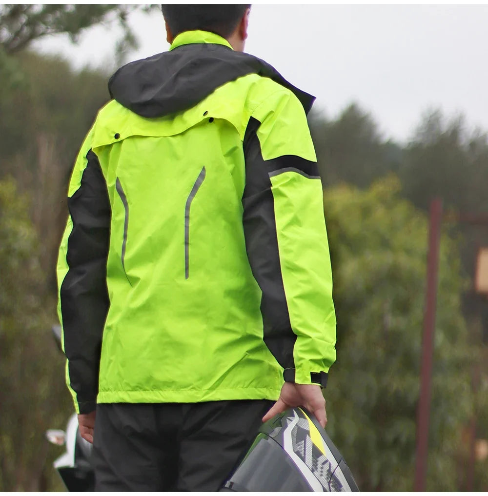 Modular Motorcycle Rain Suit, jacket with detachable hood and pants – product photo 3