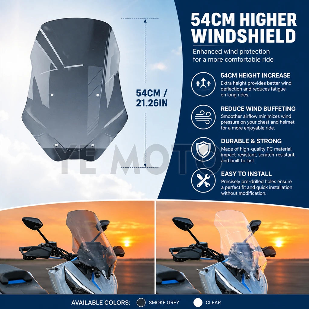 Zontes 368G 54cm Raised Windscreen – View 3
