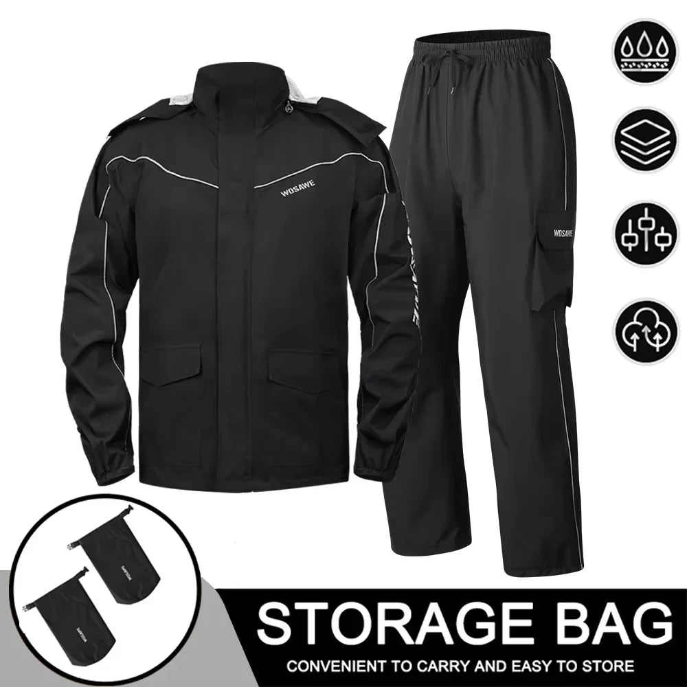 Modular Motorcycle Rain Suit, jacket with detachable hood and pants – product photo 31