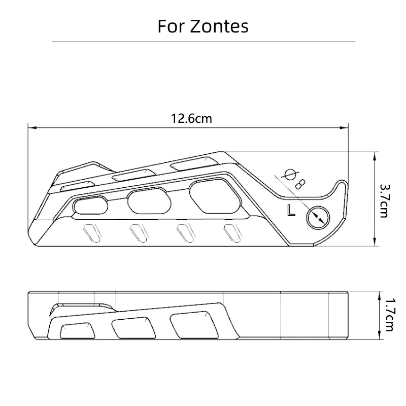 Estriberas de pasajero CNC Zontes – Primer plano