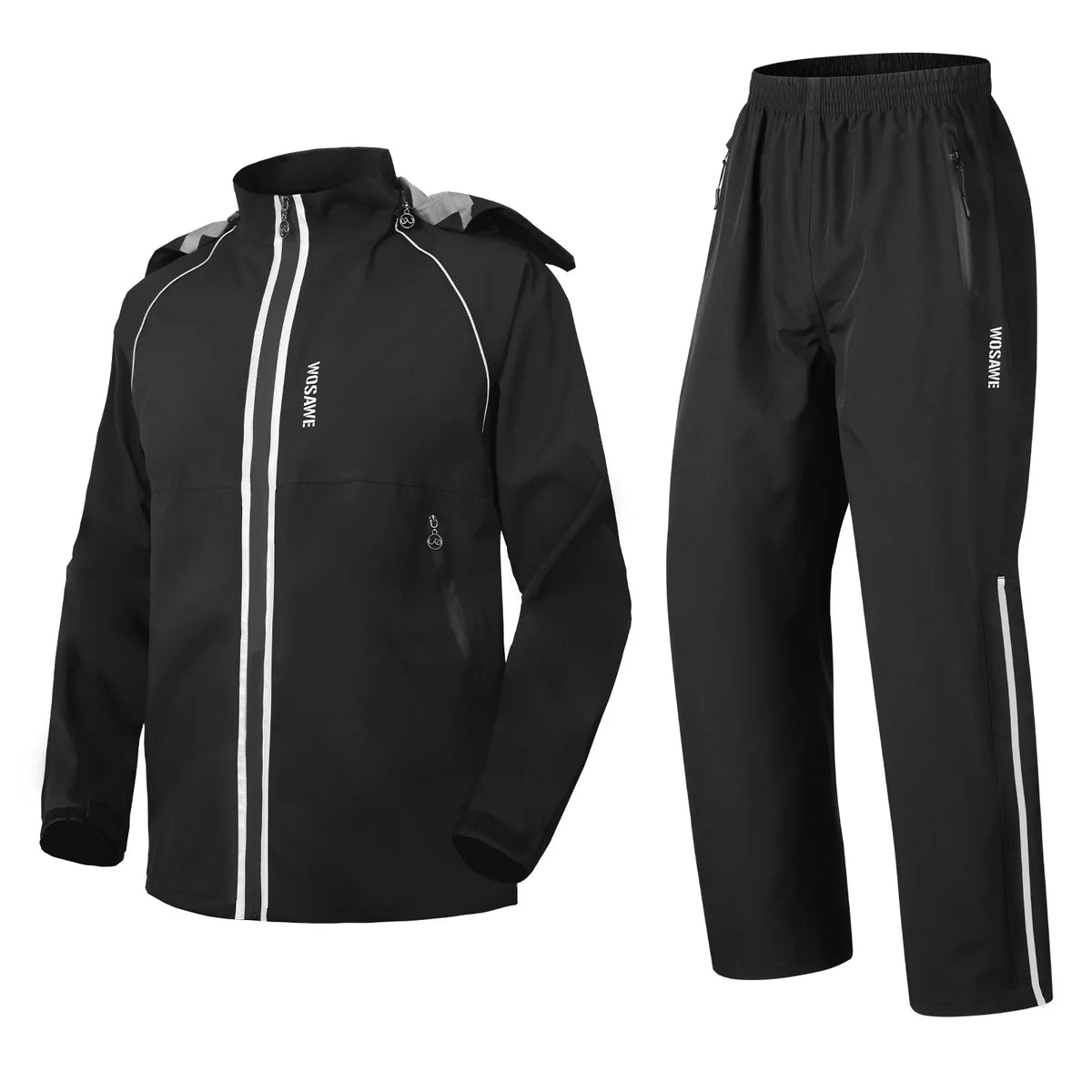 Tour 10K Motorcycle Rain Suit, black jacket and pants – product photo 27