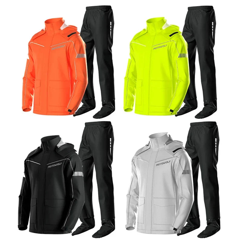 Lite Reflective Motorcycle Rain Suit, jacket and pants – product photo 2